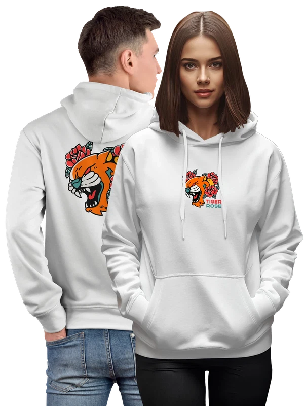 Худи с тигром розами tiger rose — Белая, фото 1