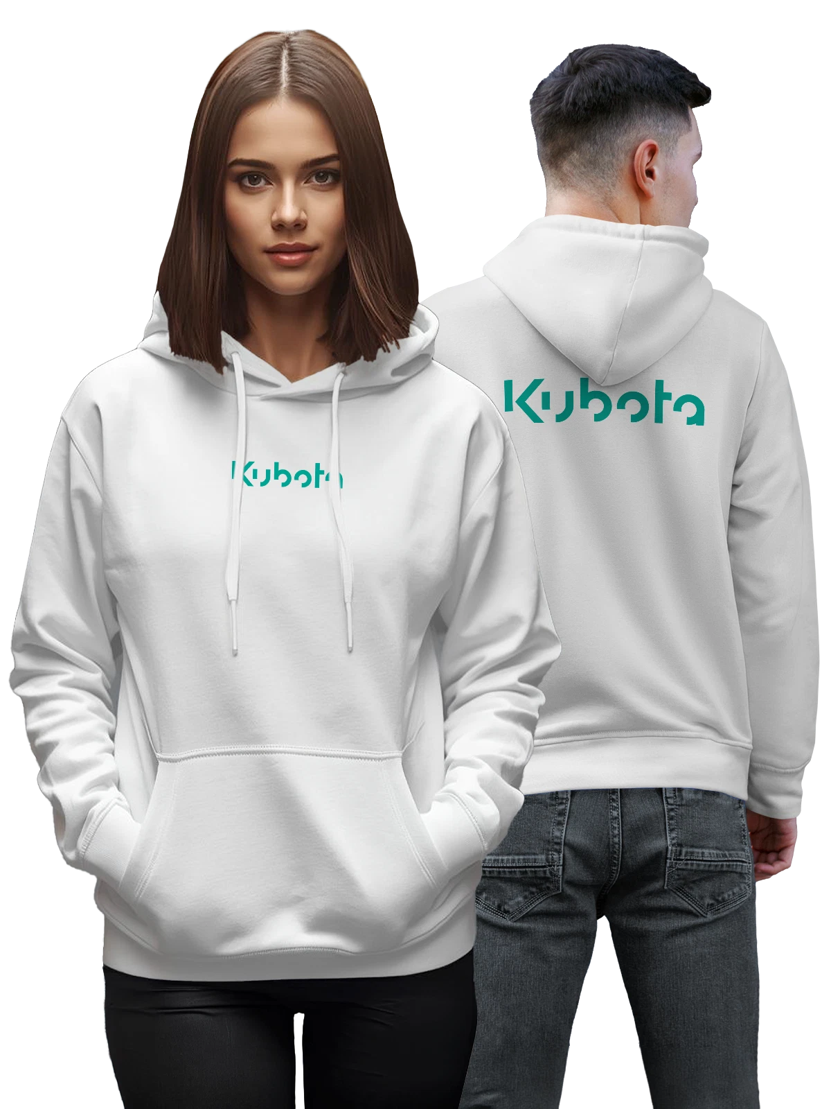Худи Kubota белое с принтом — дизельные двигатели — Белая, фото 1