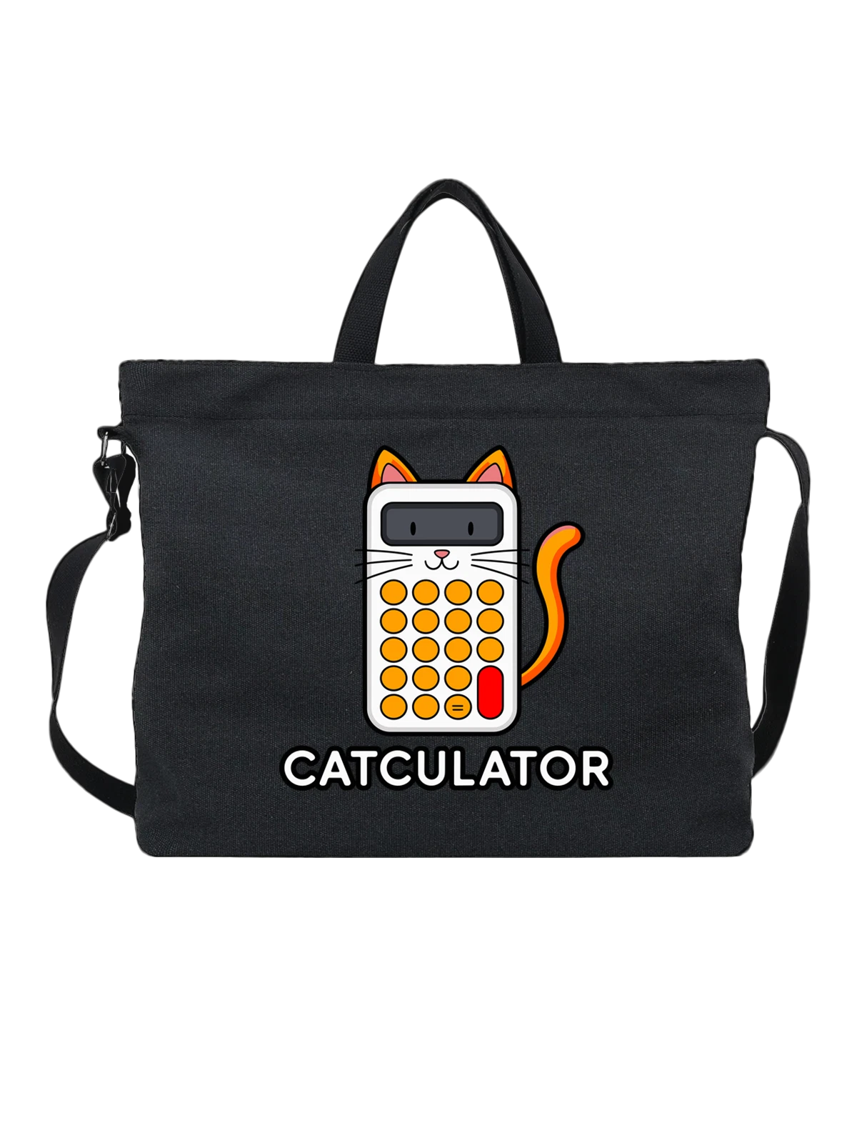 Сумка чёрная с принтом Кот-калькулятор CATCULATOR — милый питомец — Чёрная, фото 1