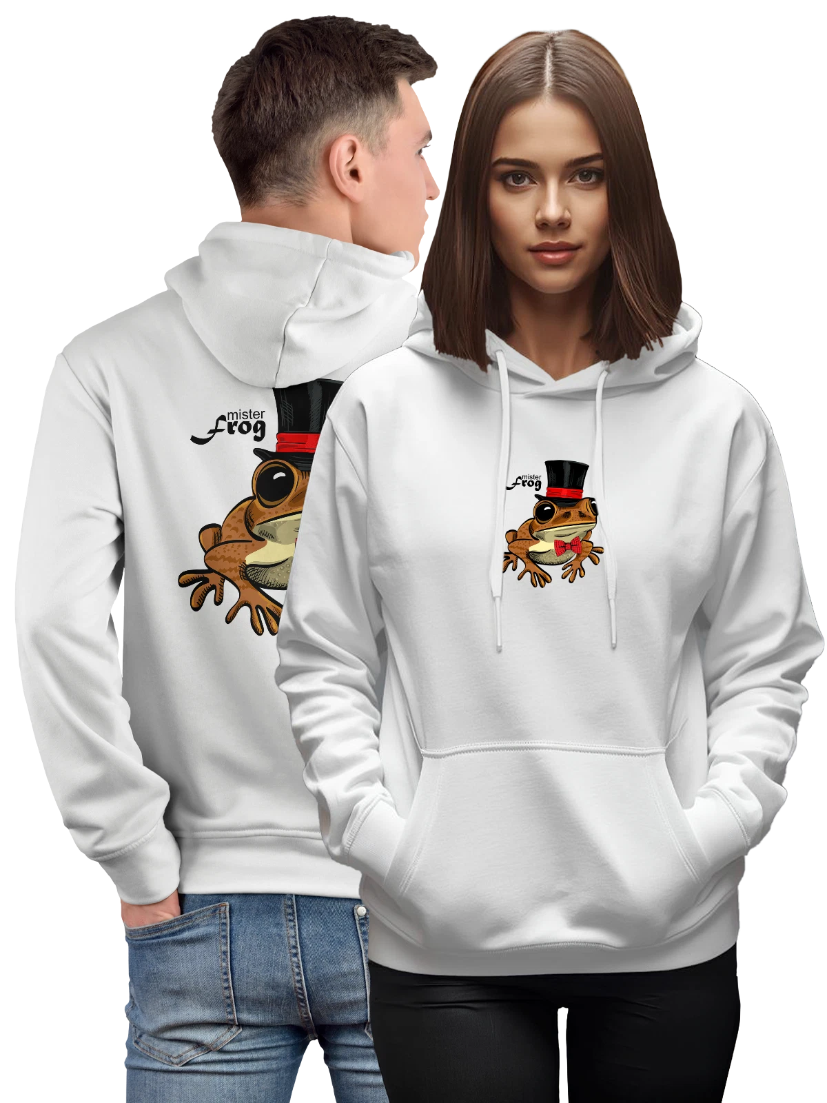 Худи Жаба mister frog белое с принтом — мужской casual — Белая, фото 1