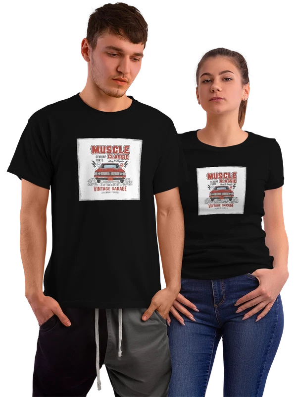 Футболка ретро muscle classic автомобиль vintage гараж — Чёрная, фото 1