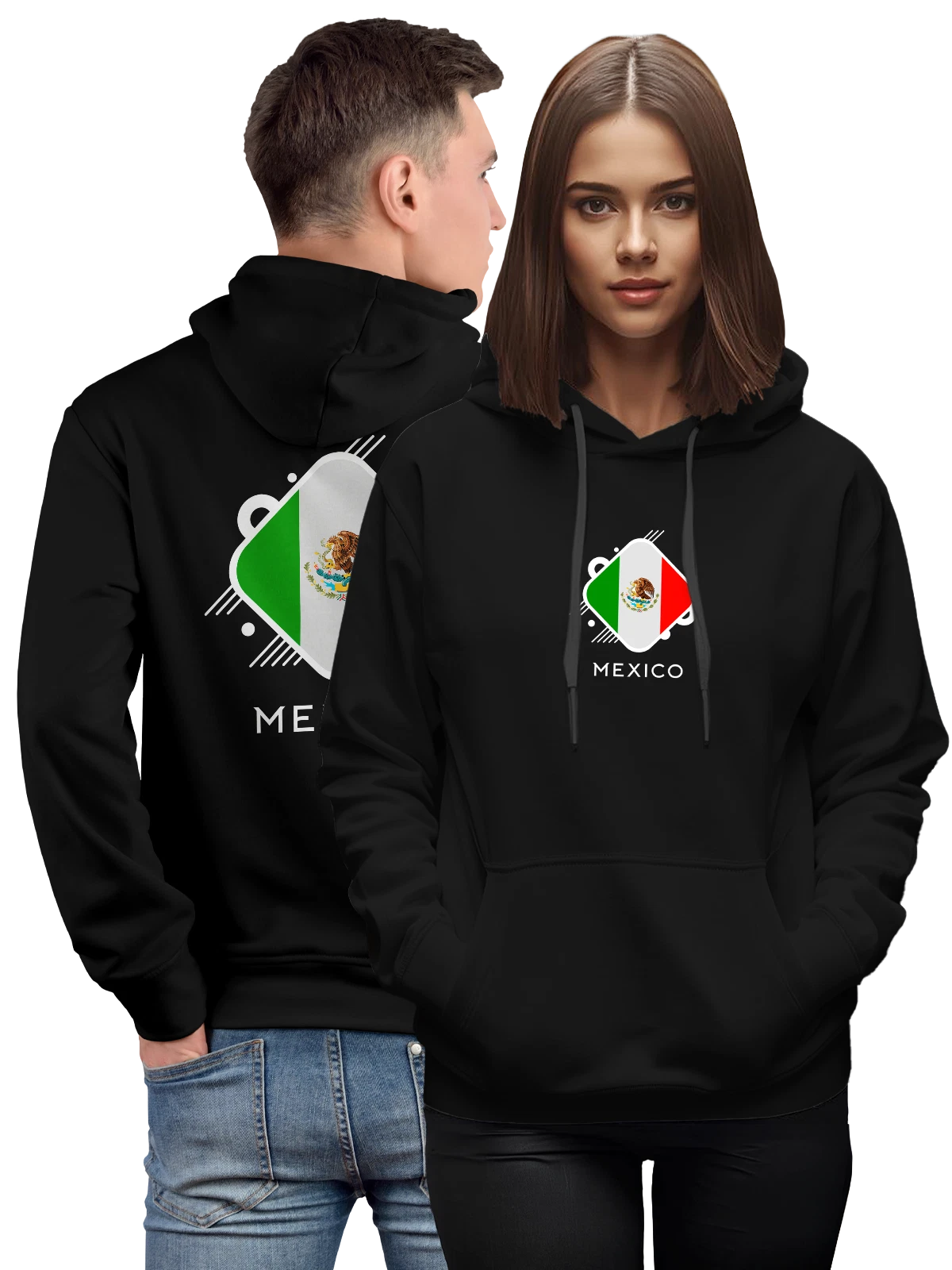 Худи Флаг Мексики Mexico чёрное с принтом — национальная символика — Чёрная, фото 1