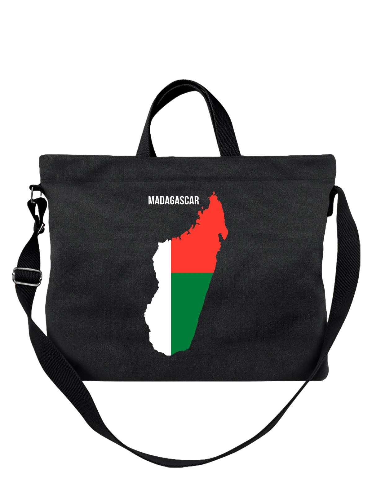 Сумка с флагом Мадагаскара Madagascar чёрная с принтом — национальная символика — Чёрная, фото 1