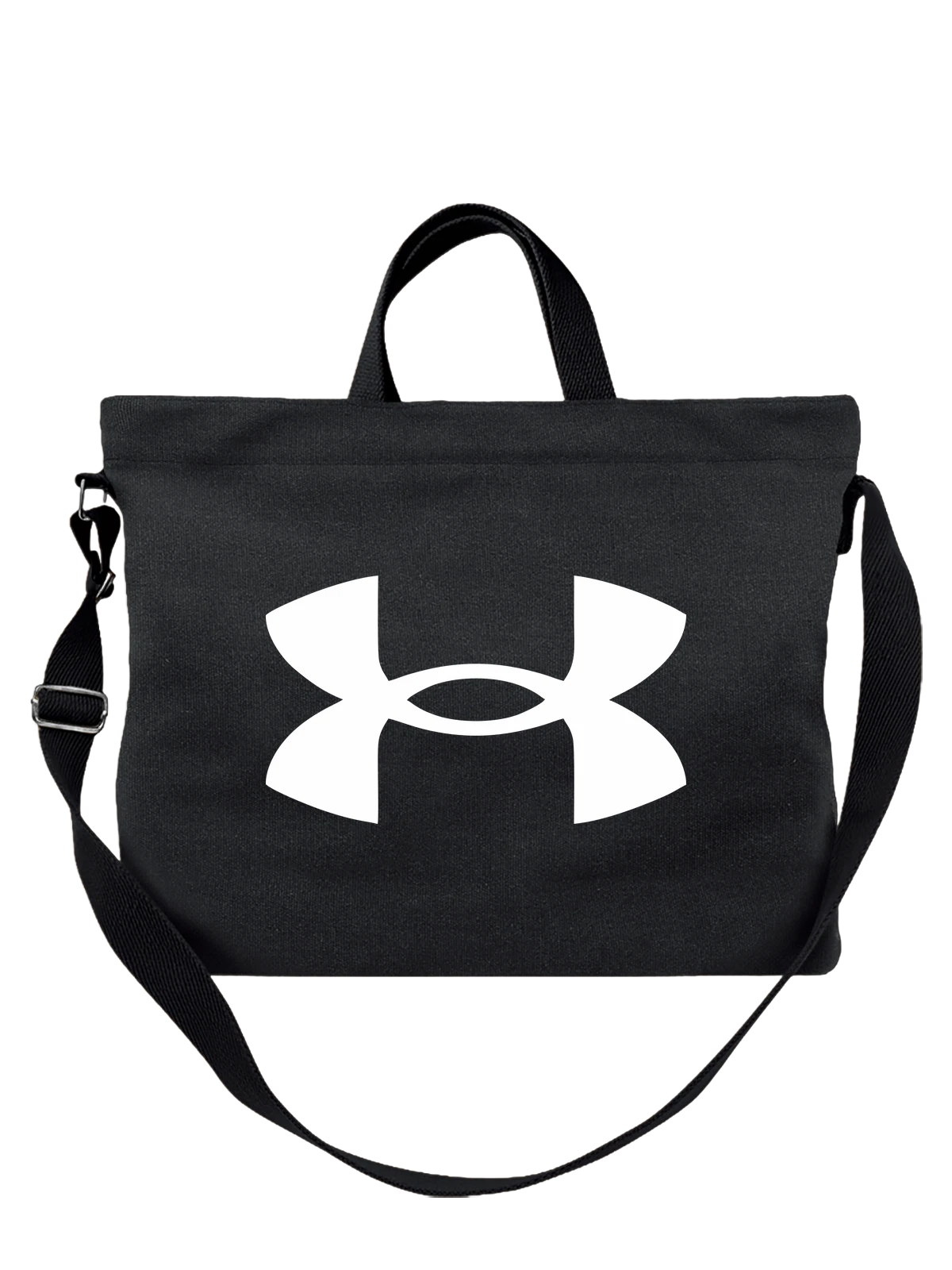 Сумка Under Armour большой белый логотип среди листьев чёрная с принтом — черно-белый символ — Чёрная, фото 1