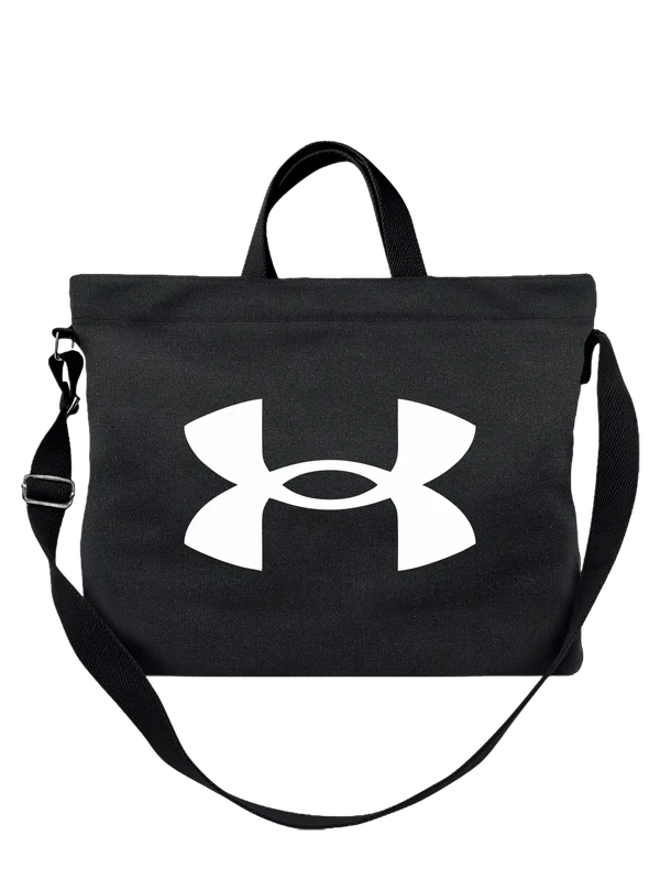 Сумка Under Armour большой белый логотип среди листьев — Чёрная, фото 1