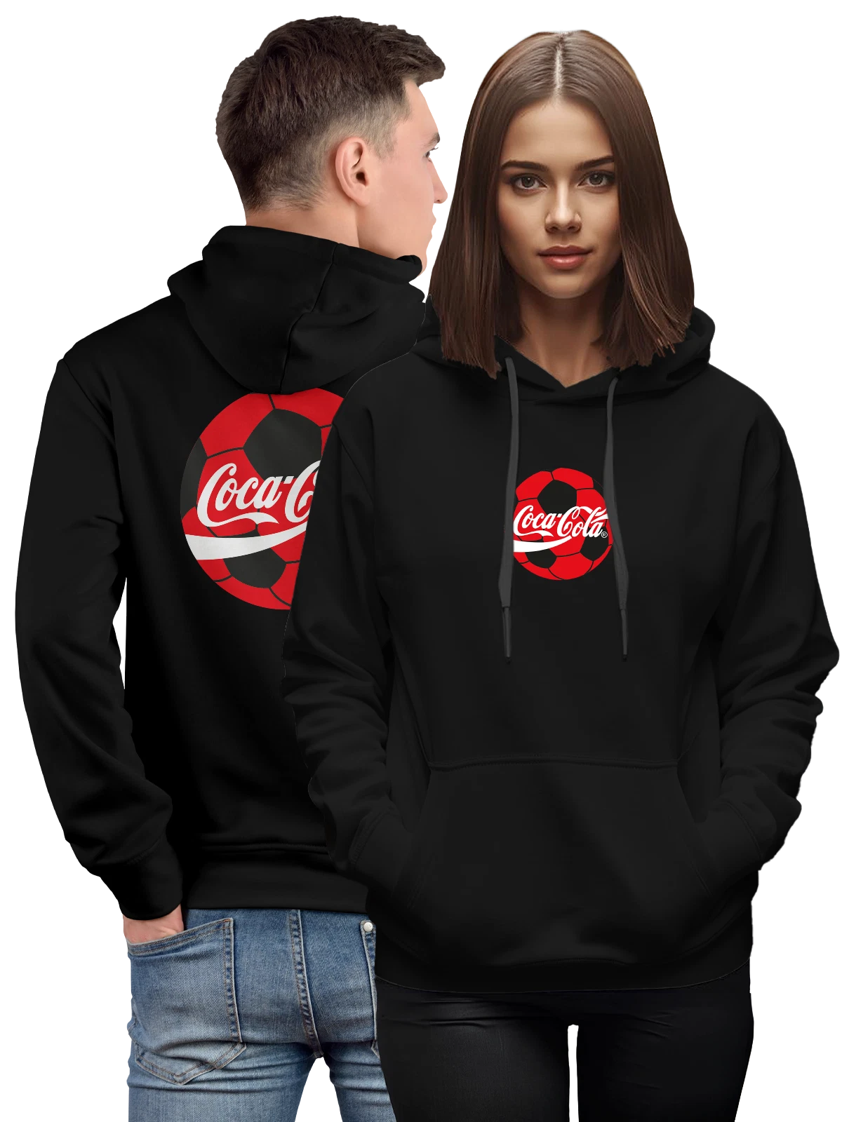 Худи Coca Cola чёрное с принтом — футбол и болельщики — Чёрная, фото 1