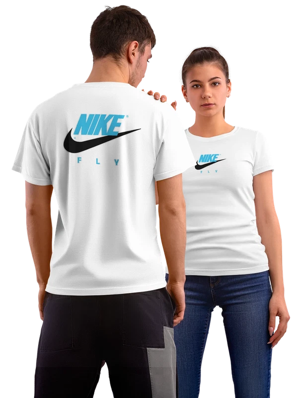Футболка Nike логотип swoosh FLY черный фон — Белая, фото 1