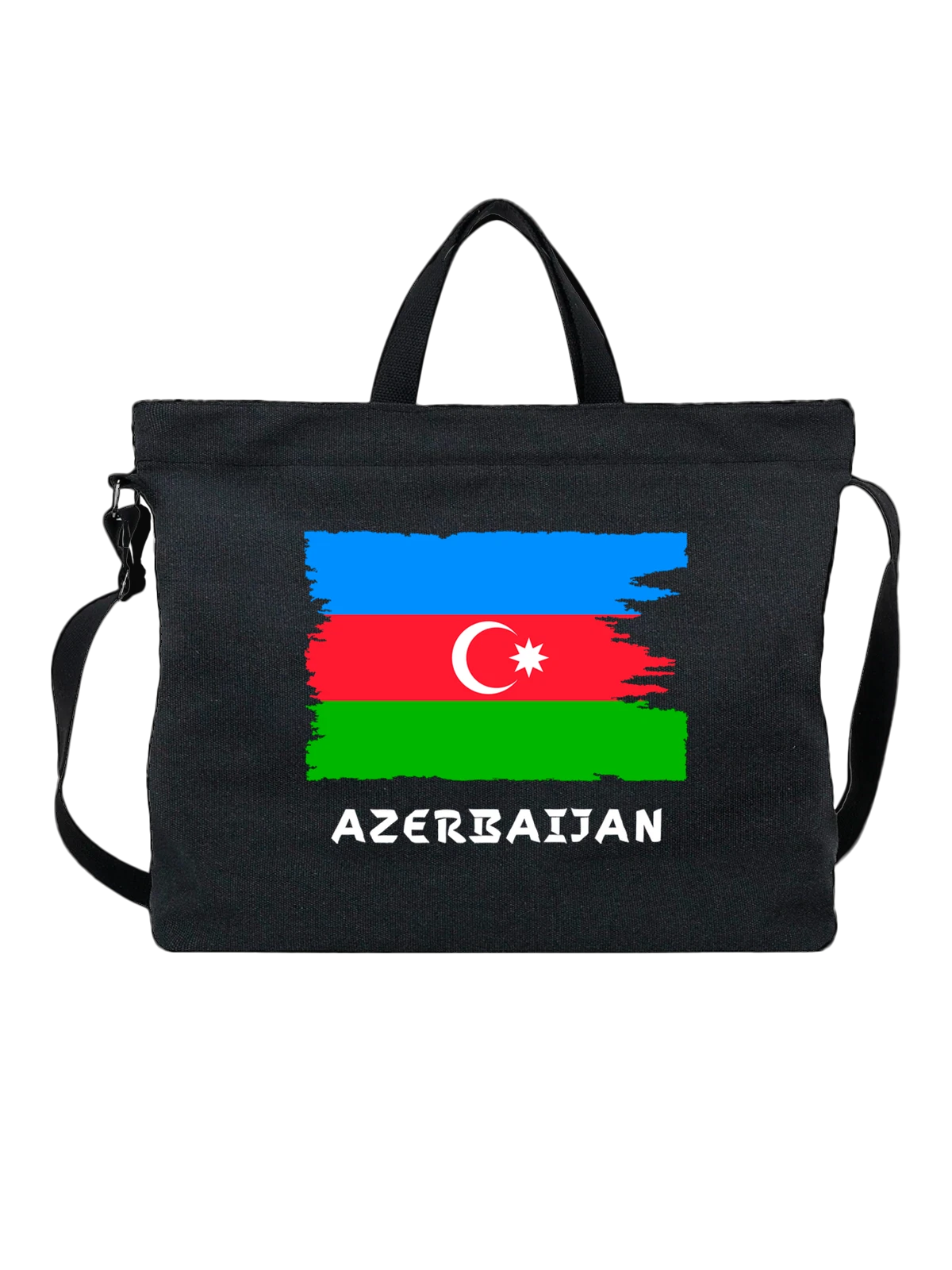 Сумка с флагом Азербайджана Azerbaija чёрная с принтом — национальная символика — Чёрная, фото 1