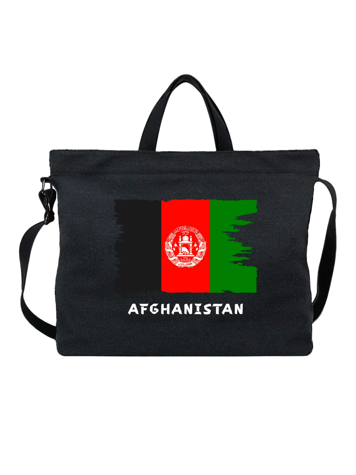 Сумка с флагом Афганистана Afghanistan чёрная с принтом — патриотический принт — Чёрная, фото 1