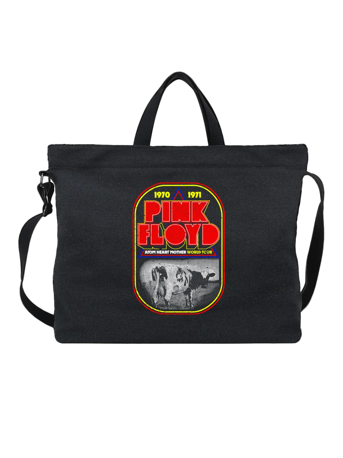 Сумка чёрная с принтом Pink Floyd логотип 1970 1971 World Tour — музыкальный логотип — Чёрная, фото 1