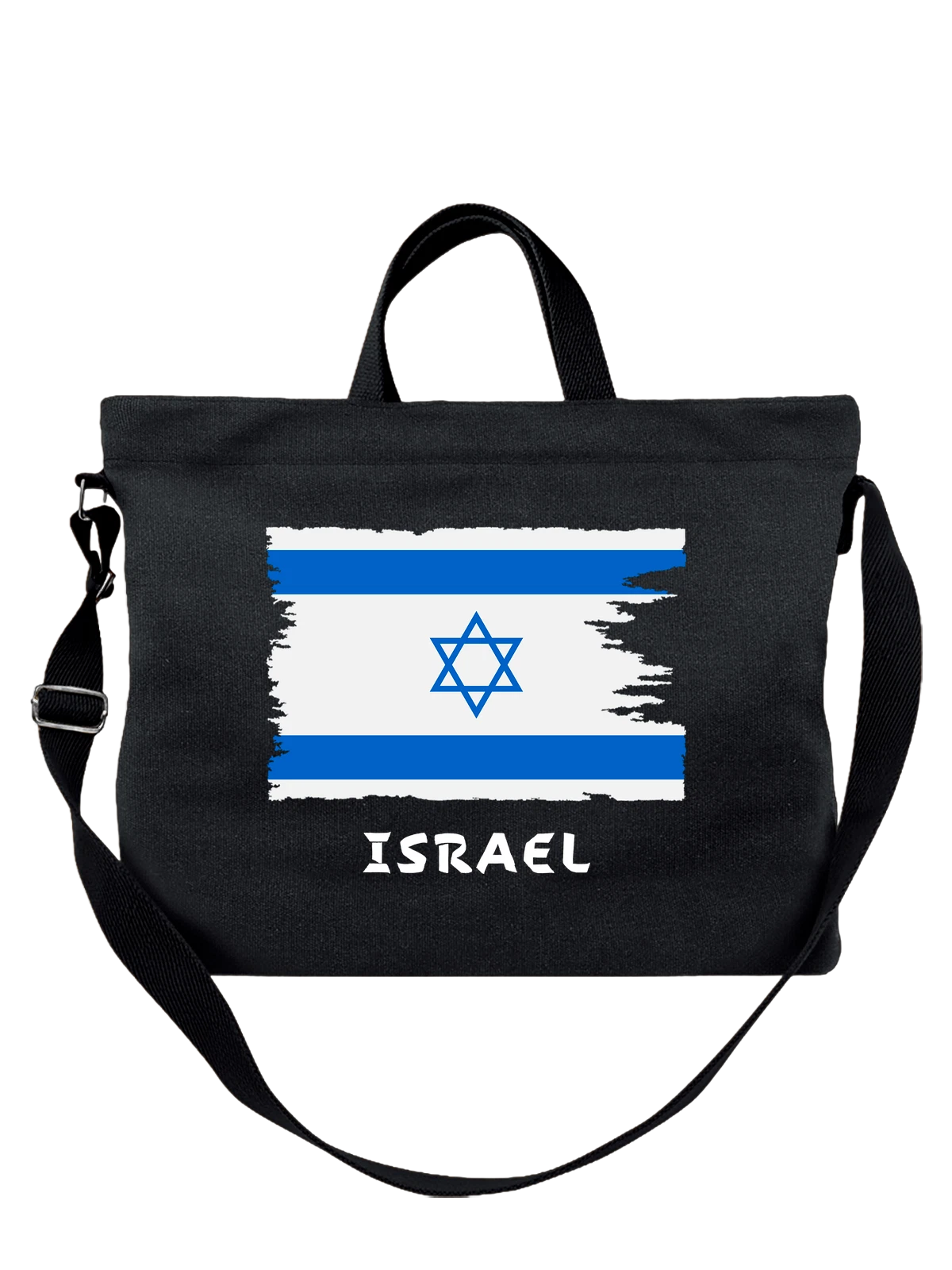 Сумка с флагом Израиля Israel чёрная с принтом — национальная символика — Чёрная, фото 1