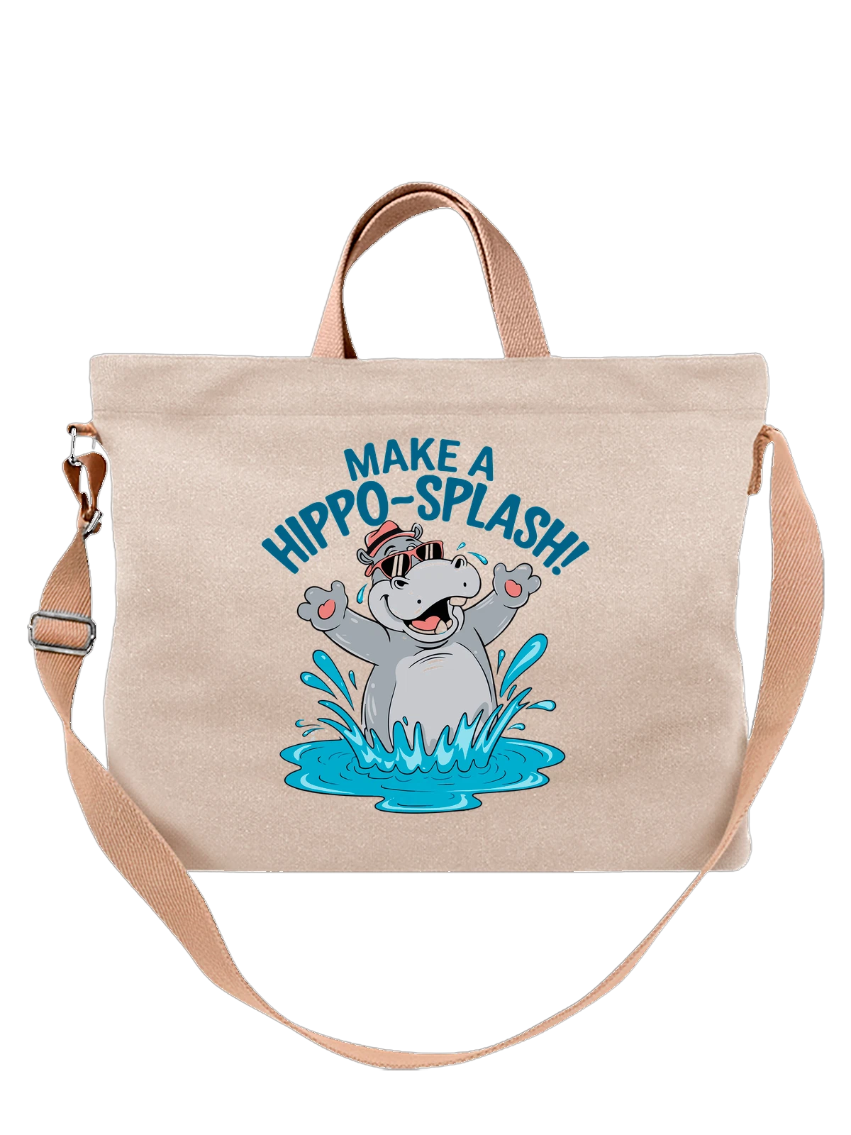Сумка Бегемот make a splash белая с принтом — принт с надписью — Белая, фото 1