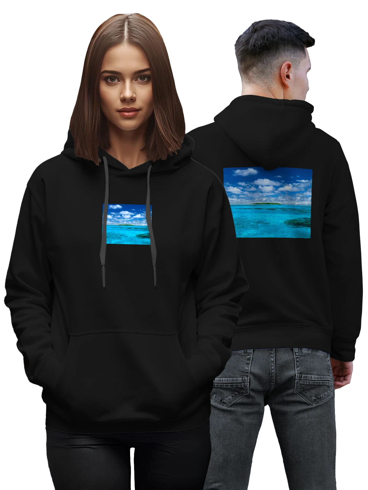 Худи Страна Distant Island Getaway исландия чёрное с принтом — урбанистический стиль — Чёрная, фото 1