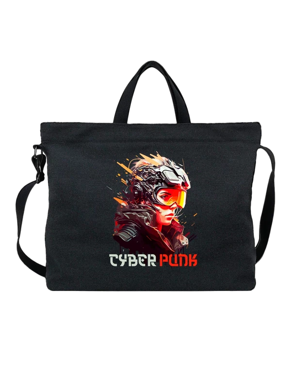 Сумка с девушкой cyberpunk — Чёрная, фото 1