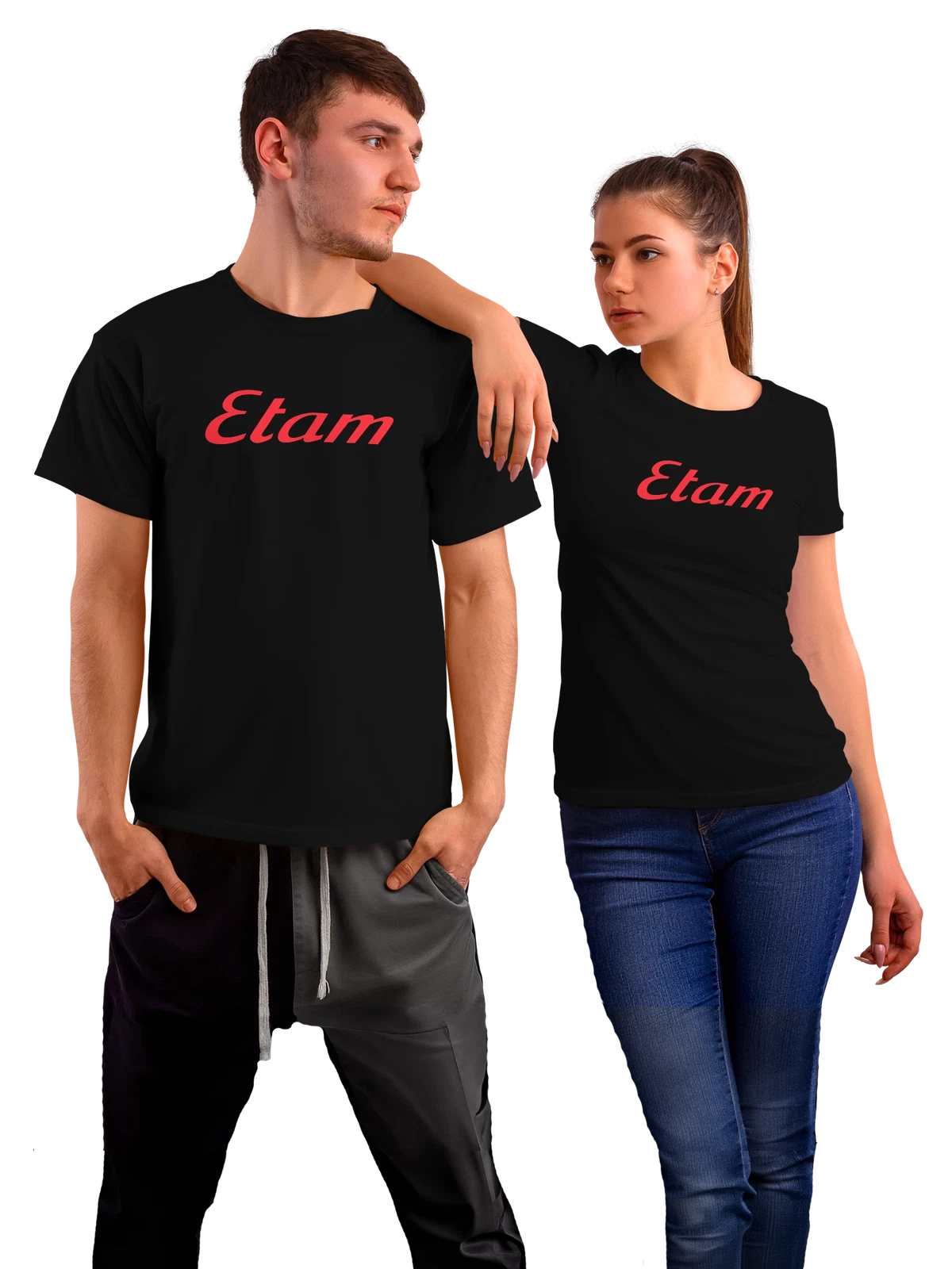 Футболка Etam чёрная с принтом — парижская мода — Чёрная, фото 1