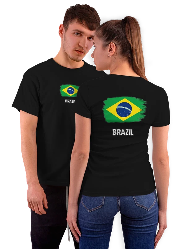 Футболка с флагом Бразилия Brazil — Чёрная, фото 1