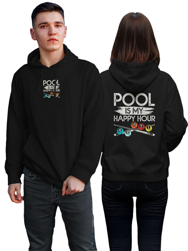 Худи бильярд pool is my happy hour — Чёрная, фото 1
