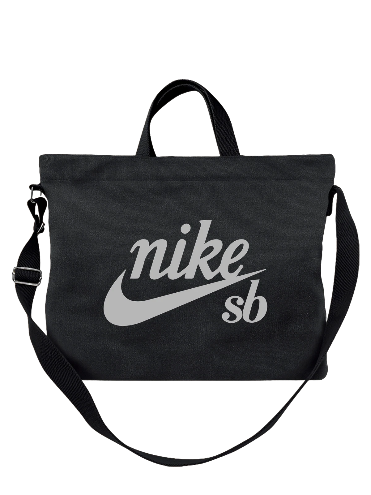 Сумка Nike чёрная с принтом — монохромный логотип — Чёрная, фото 1
