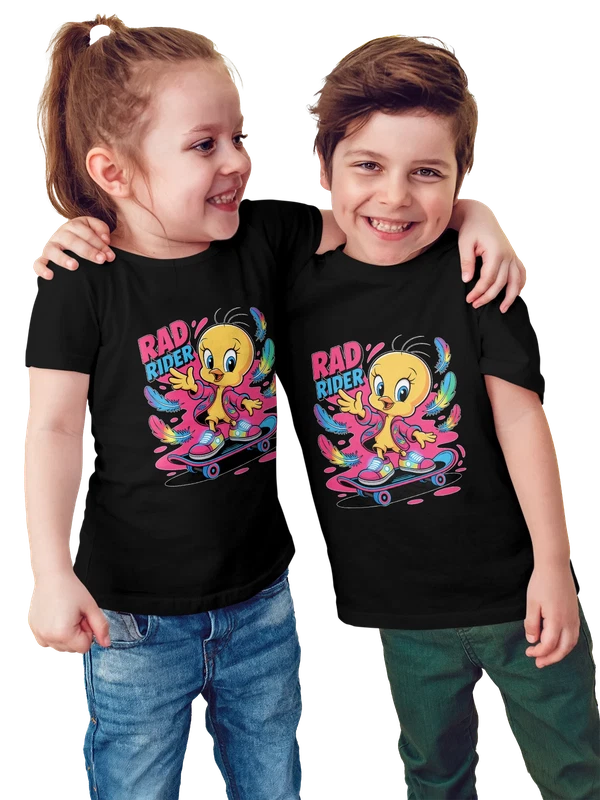Футболка Твити Tweety мультфильм скейтборд радикальный — Чёрная, фото 1