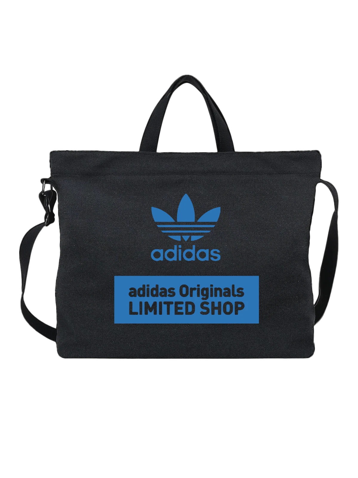 Сумка Adidas чёрная с принтом — белые буквы — Чёрная, фото 1