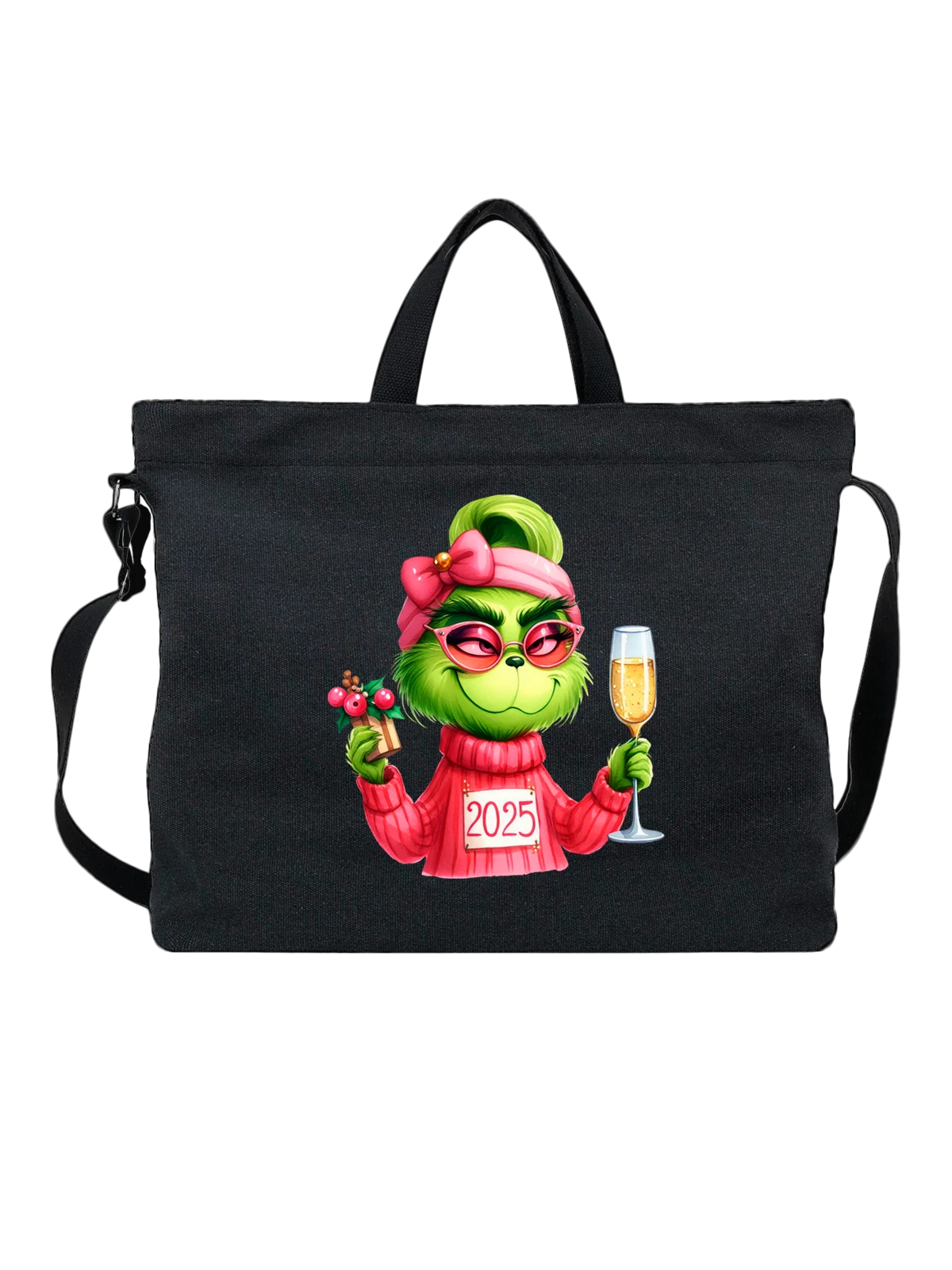 Сумка Гринч Grinch чёрная с принтом — зимняя сказка — Чёрная, фото 1