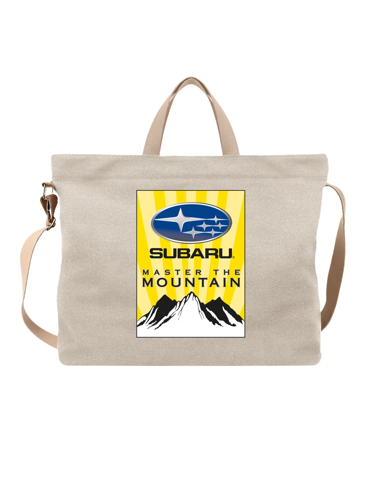 Сумка Subaru белая с принтом — контрастный принт — Белая, фото 1