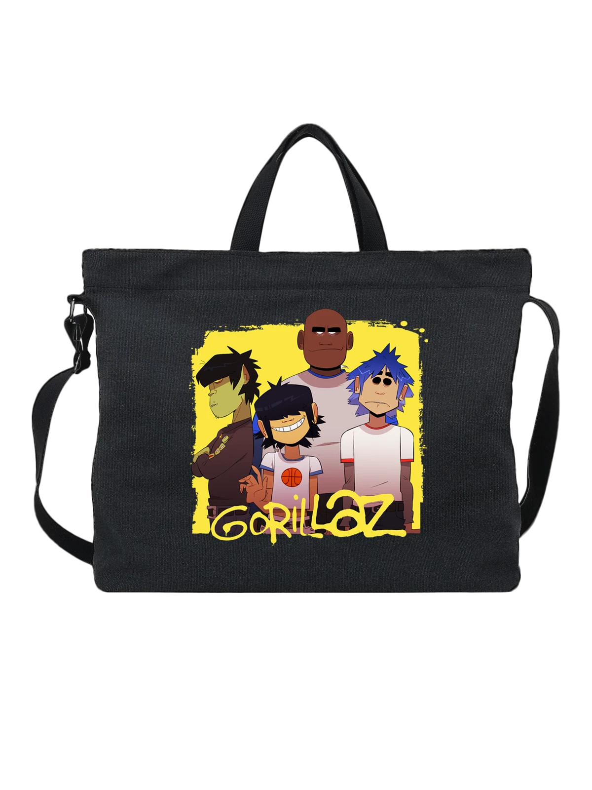 Сумка с группой Gorillaz чёрная с принтом — футболка подростку — Чёрная, фото 1