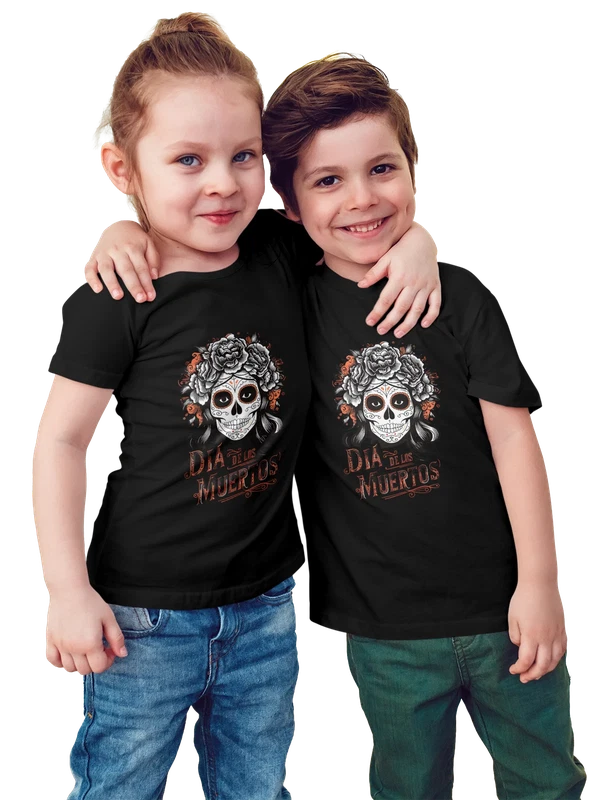 Футболка День мертвых Dia de los Muertos мексиканский — Чёрная, фото 1