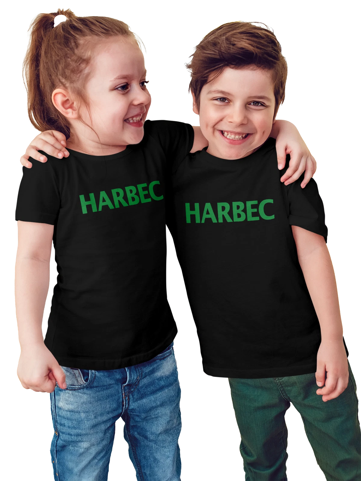 Футболка детская Harbec чёрная с принтом — фирменная эмблема — Чёрная, фото 1