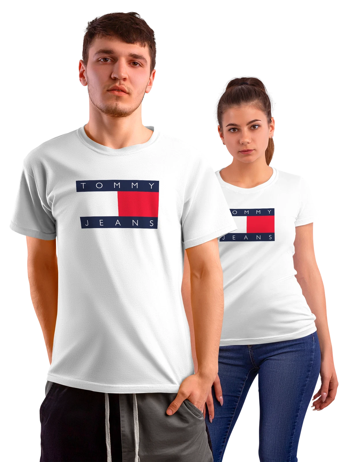 Футболка Tommy Hilfiger белая с принтом — американский модный логотип — Белая, фото 1