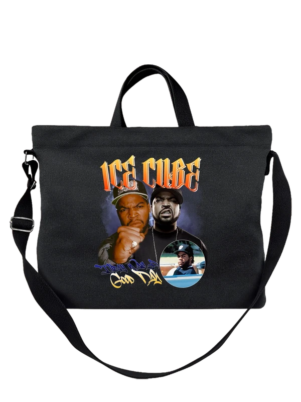 Сумка чёрная с принтом Ice Cube и Eazy-E, хип-хоп обложка — Чёрная, фото 1