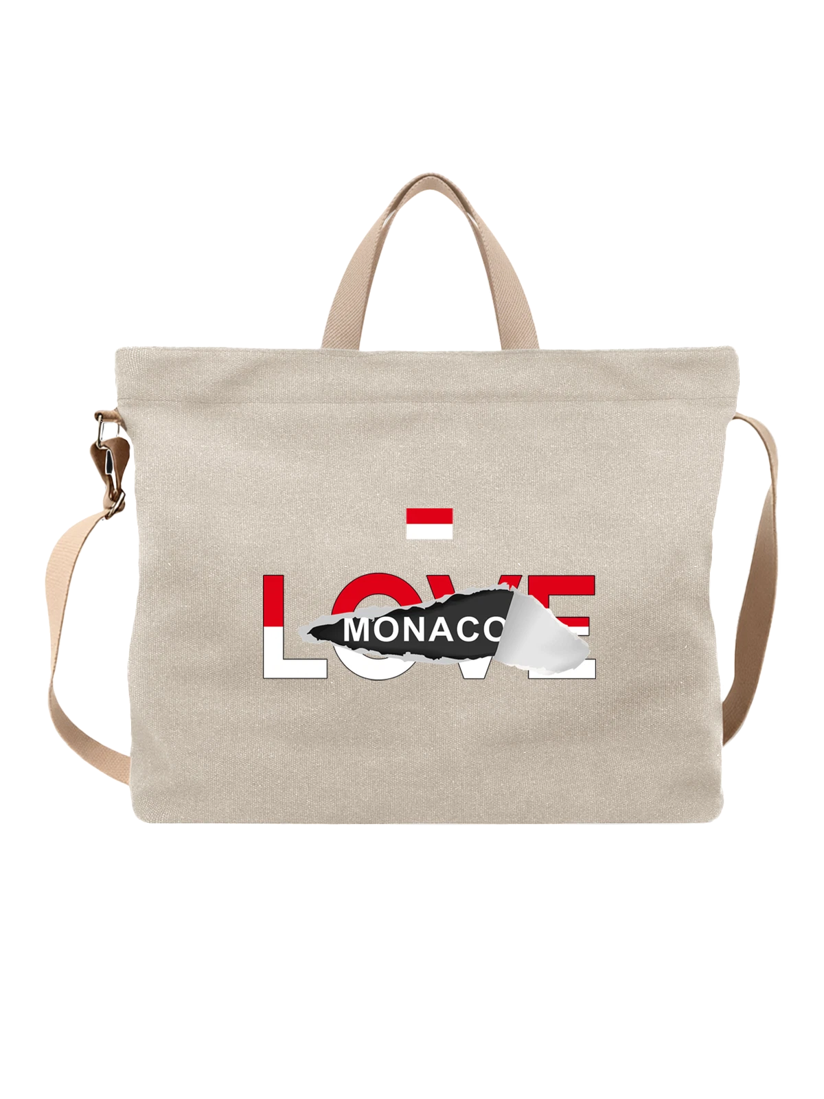 Сумка Флаг Монако Monaco белая с принтом — национальная символика — Белая, фото 1