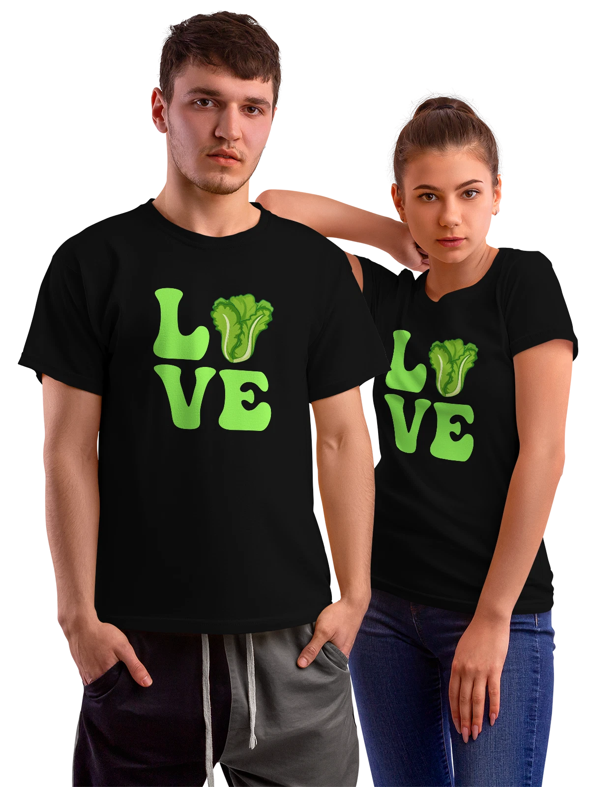 Футболка Салат надпись love чёрная с принтом — подарок любимой — Чёрная, фото 1