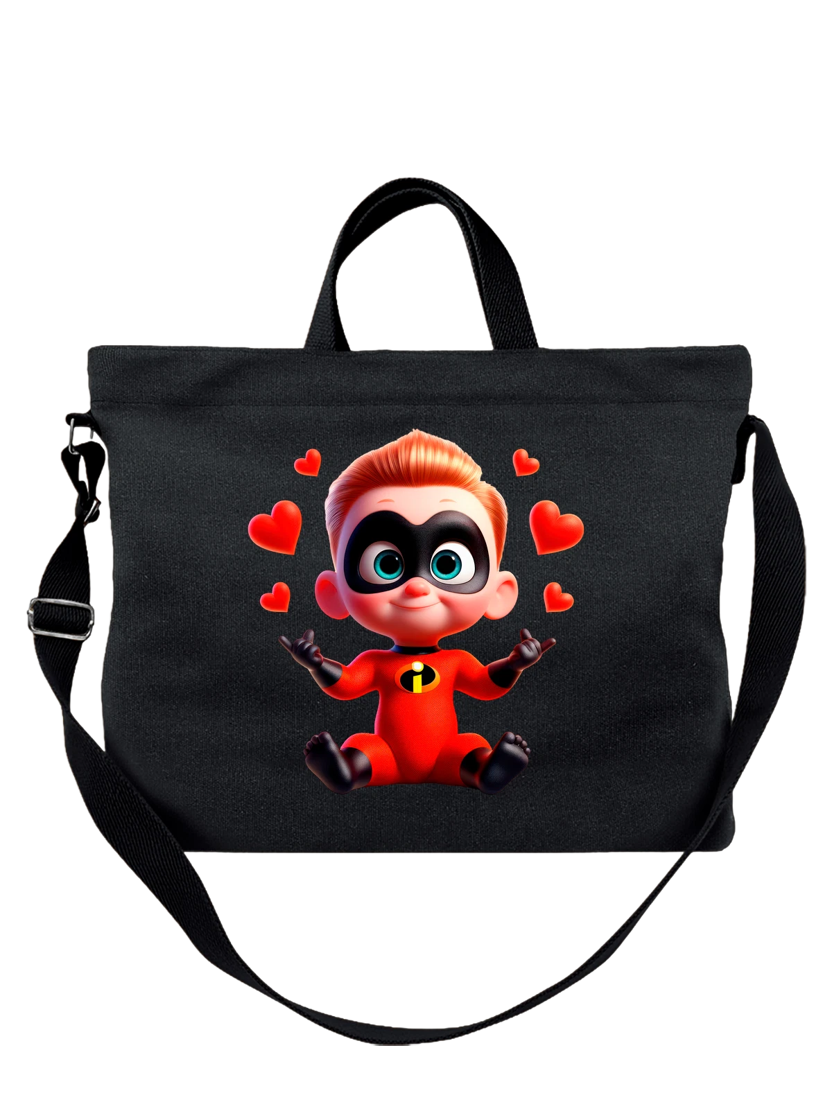 Сумка чёрная с принтом с Дэшиелом Парр Суперсемейка Incredibles — подарок любимой — Чёрная, фото 1