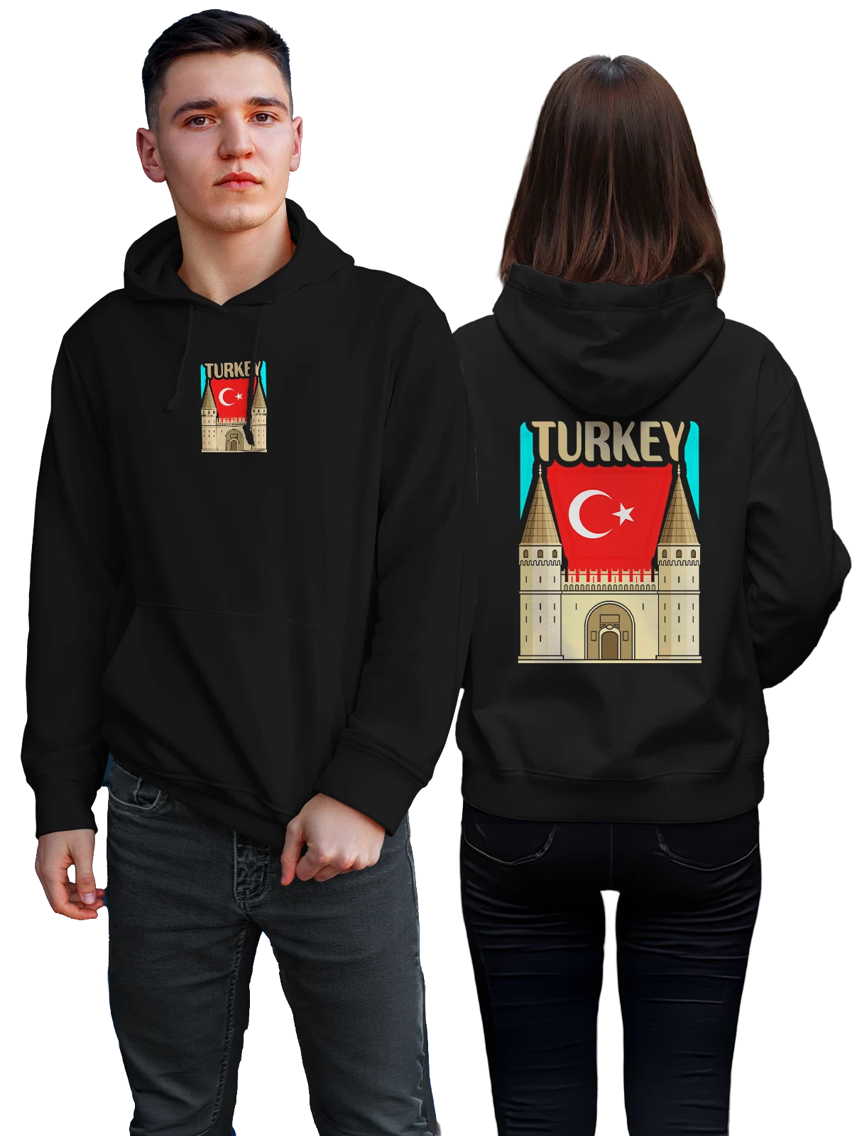 Худи с флагом Турции Turkey замок чёрное с принтом — национальная символика — Чёрная, фото 1