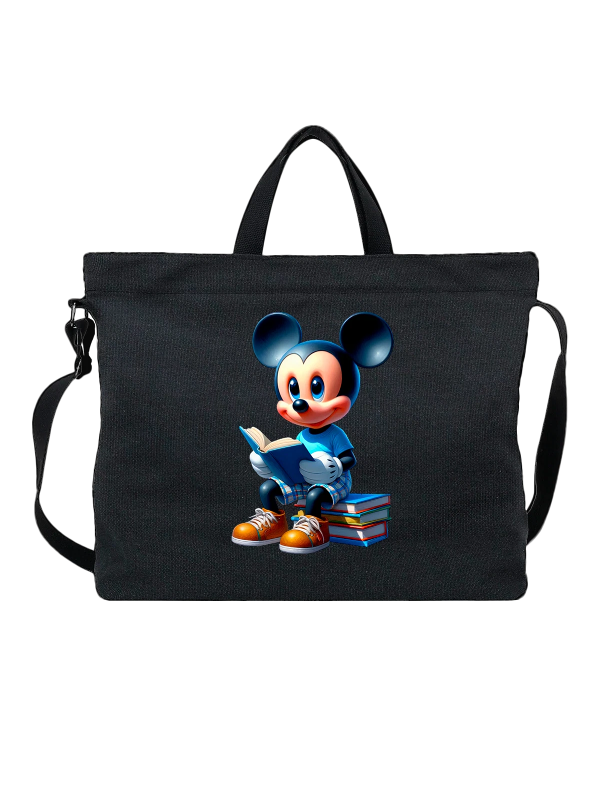 Сумка Микки Маус Mickey Mouse с книгами чёрная с принтом — подарок поклоннику — Чёрная, фото 1