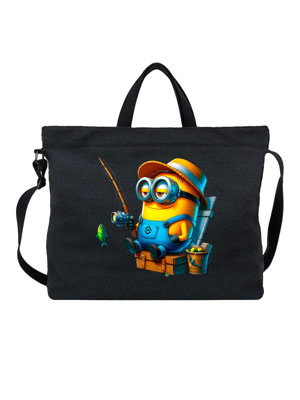 Сумка Миньон рыбак Minion чёрная с принтом — подводная жизнь — Чёрная, фото 1
