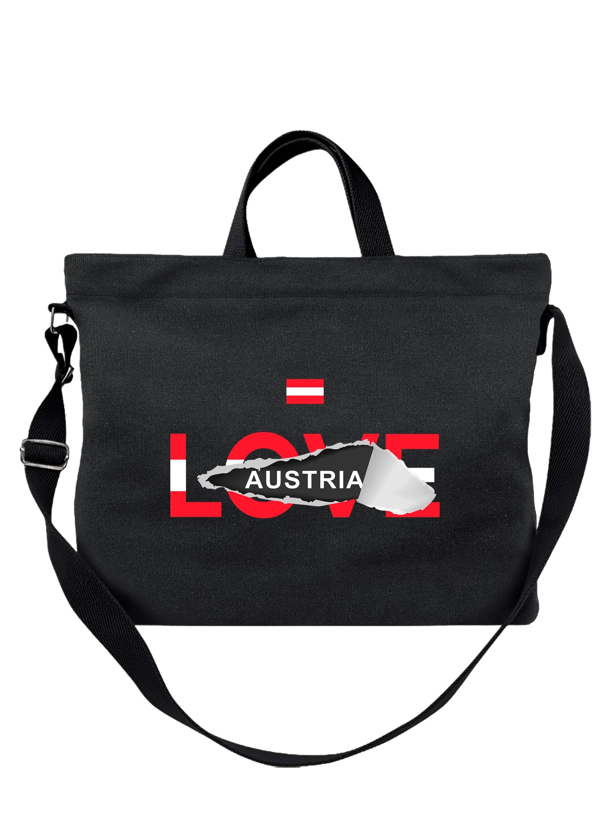 Сумка Флаг Австрии Austria чёрная с принтом — национальная символика — Чёрная, фото 1