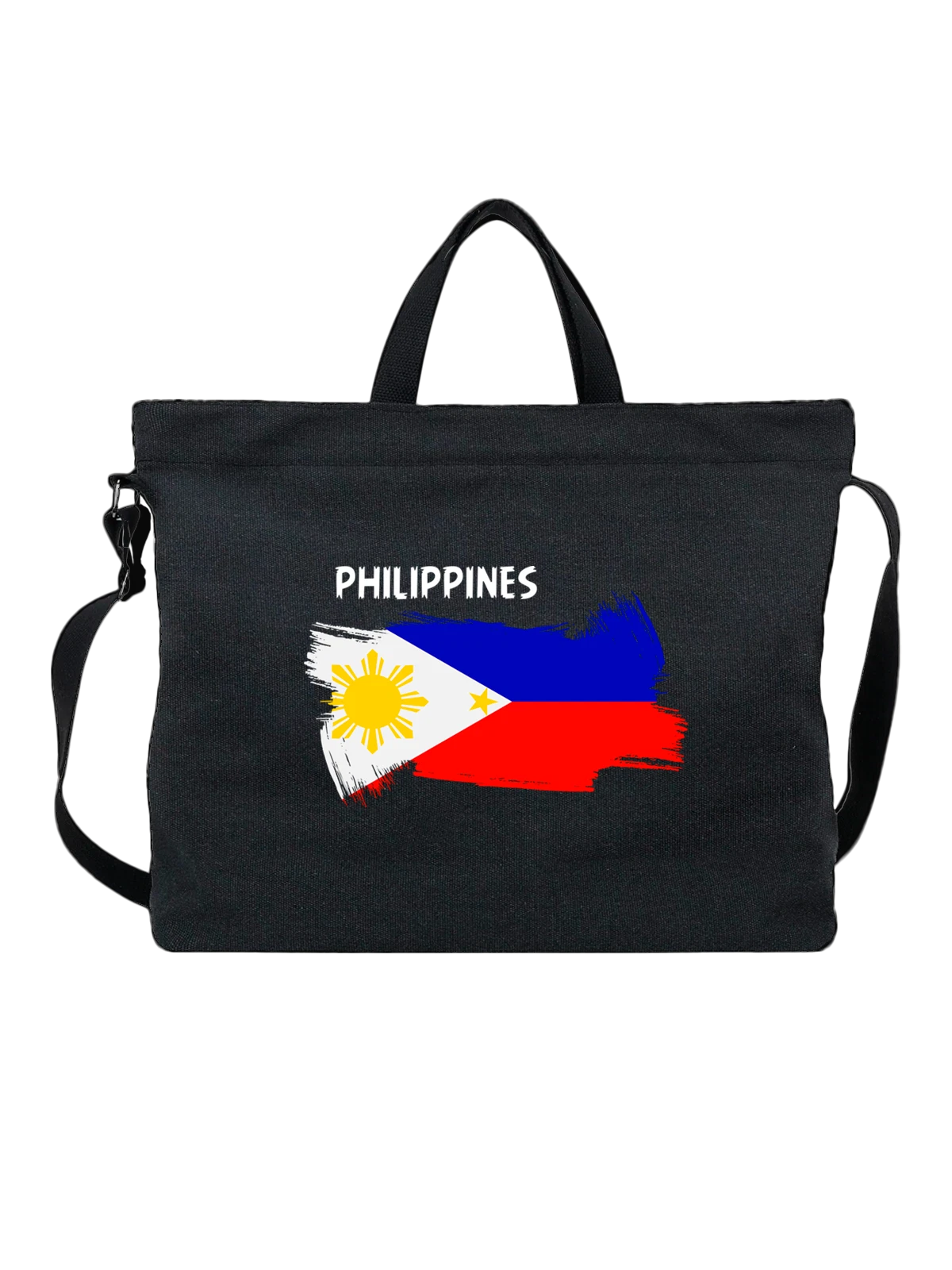 Сумка Флаг Филиппин Philippines чёрная с принтом — национальная символика — Чёрная, фото 1