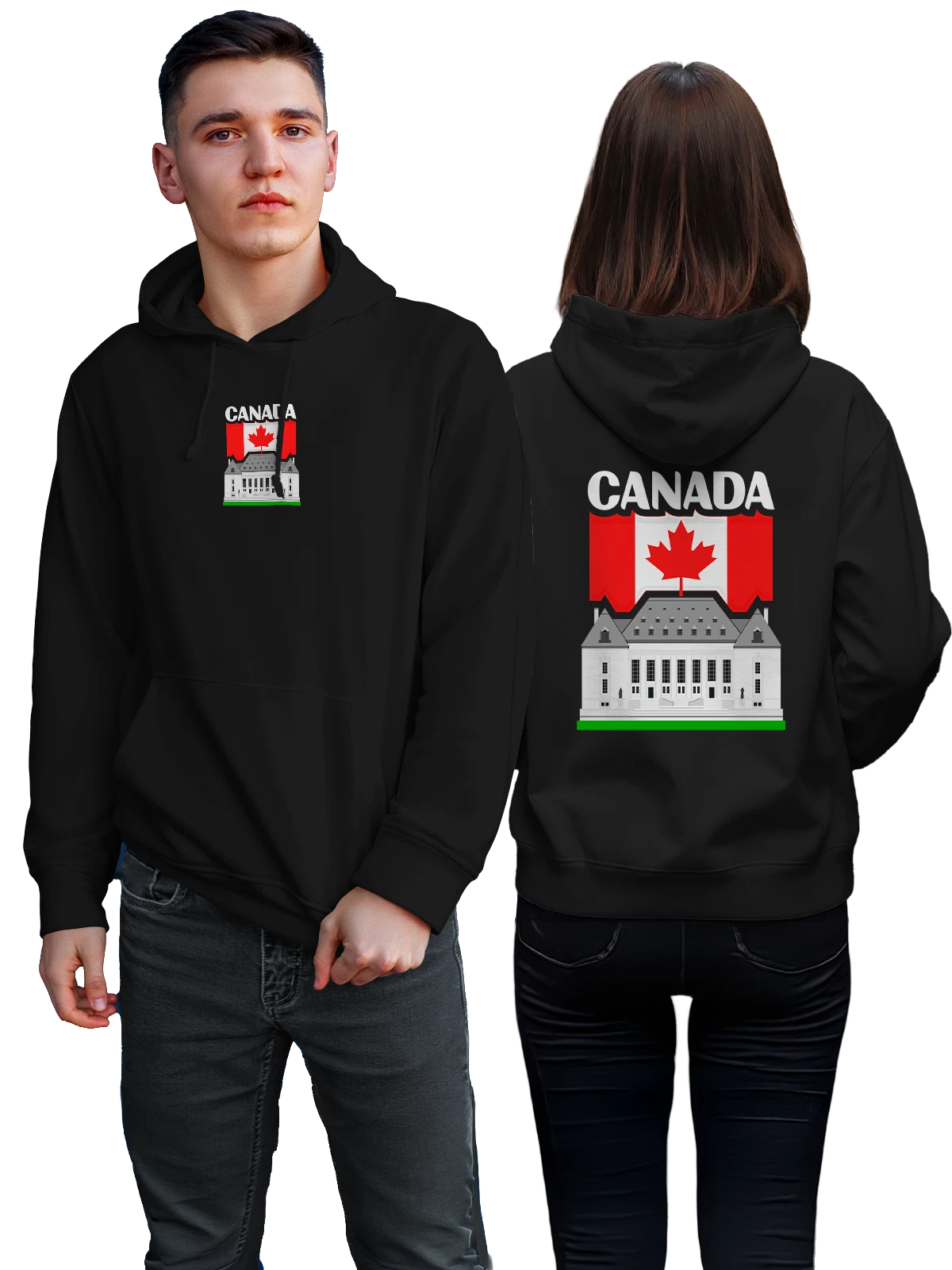 Худи с флагом Канады Canada чёрное с принтом — национальная символика — Чёрная, фото 1