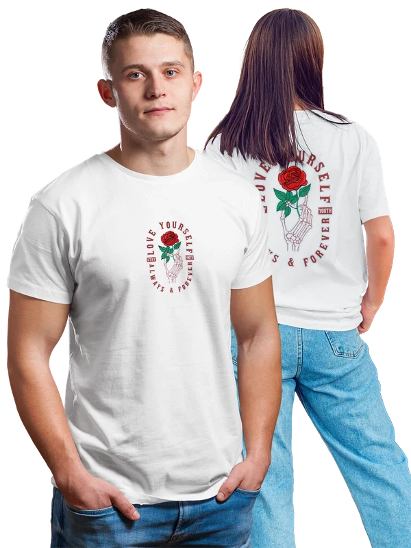 Футболка скелет роза love yourself — Белая, фото 1