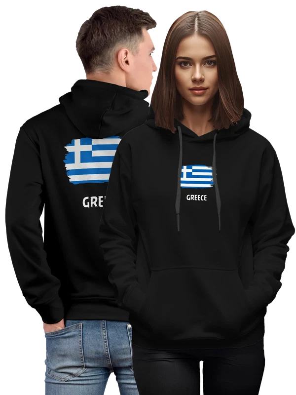 Худи с флагом Греция Greece — Чёрная, фото 1