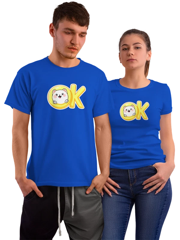 Футболка кот ок — Синяя, фото 1