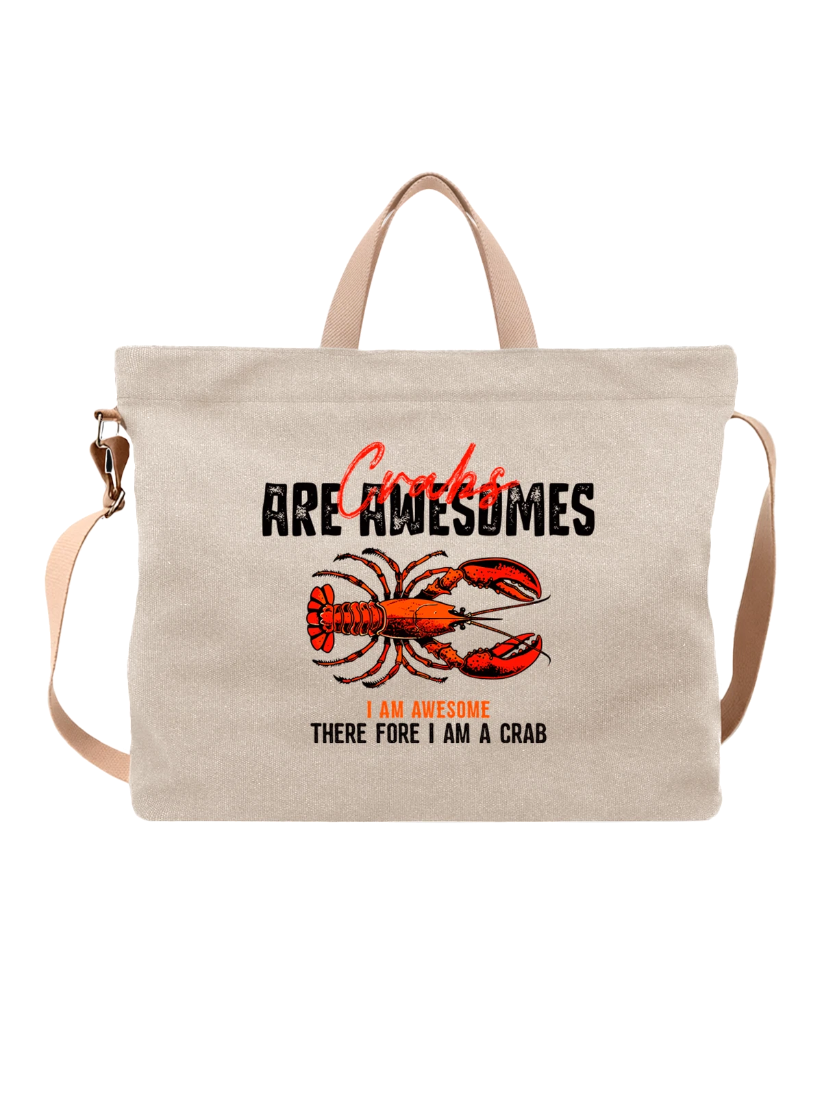 Сумка Краб crabs are awesome белая с принтом — подводная жизнь — Белая, фото 1