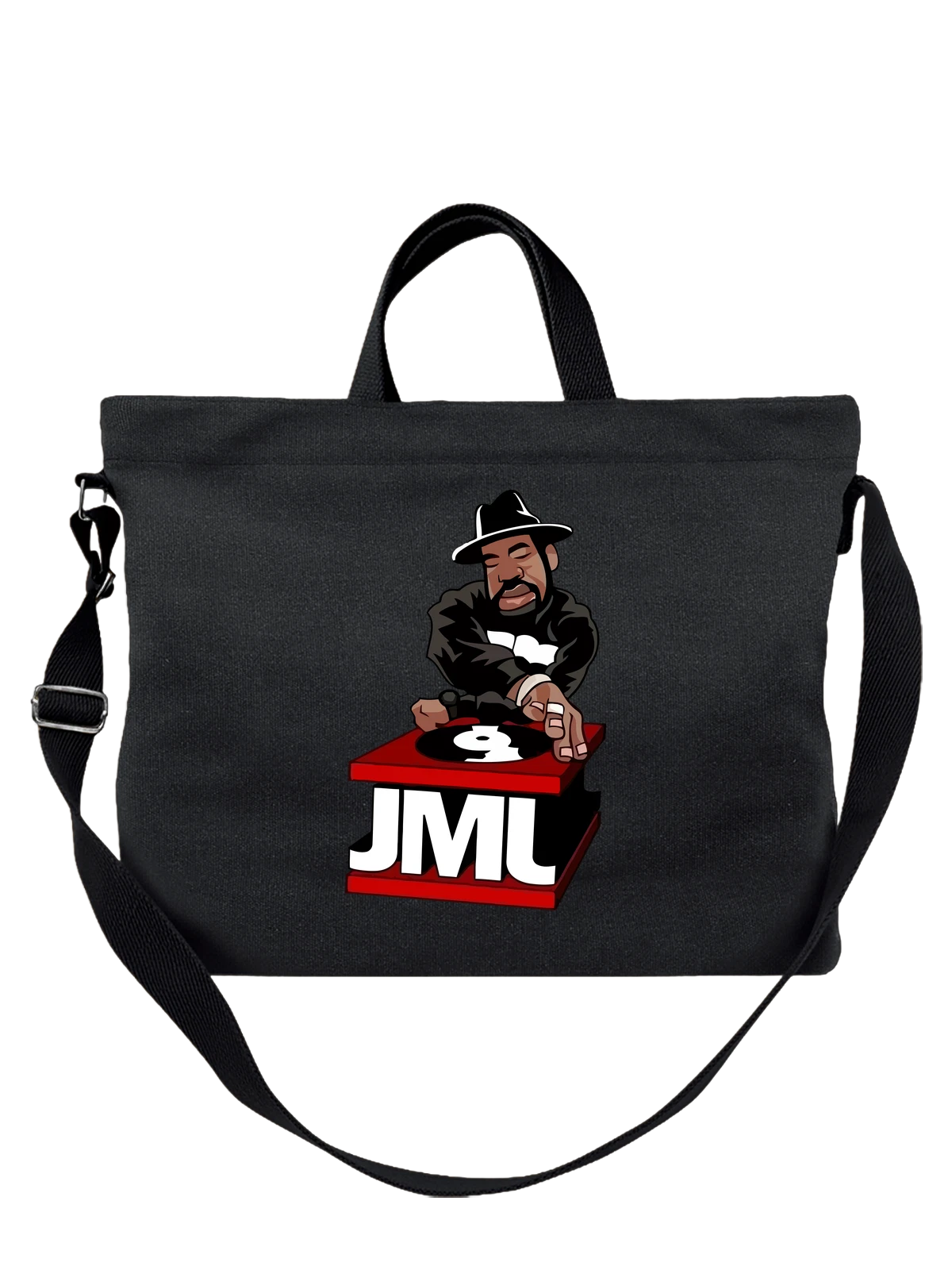 Сумка Диджей JML за пультом в шляпе чёрная с принтом — музыкальный артист — Чёрная, фото 1