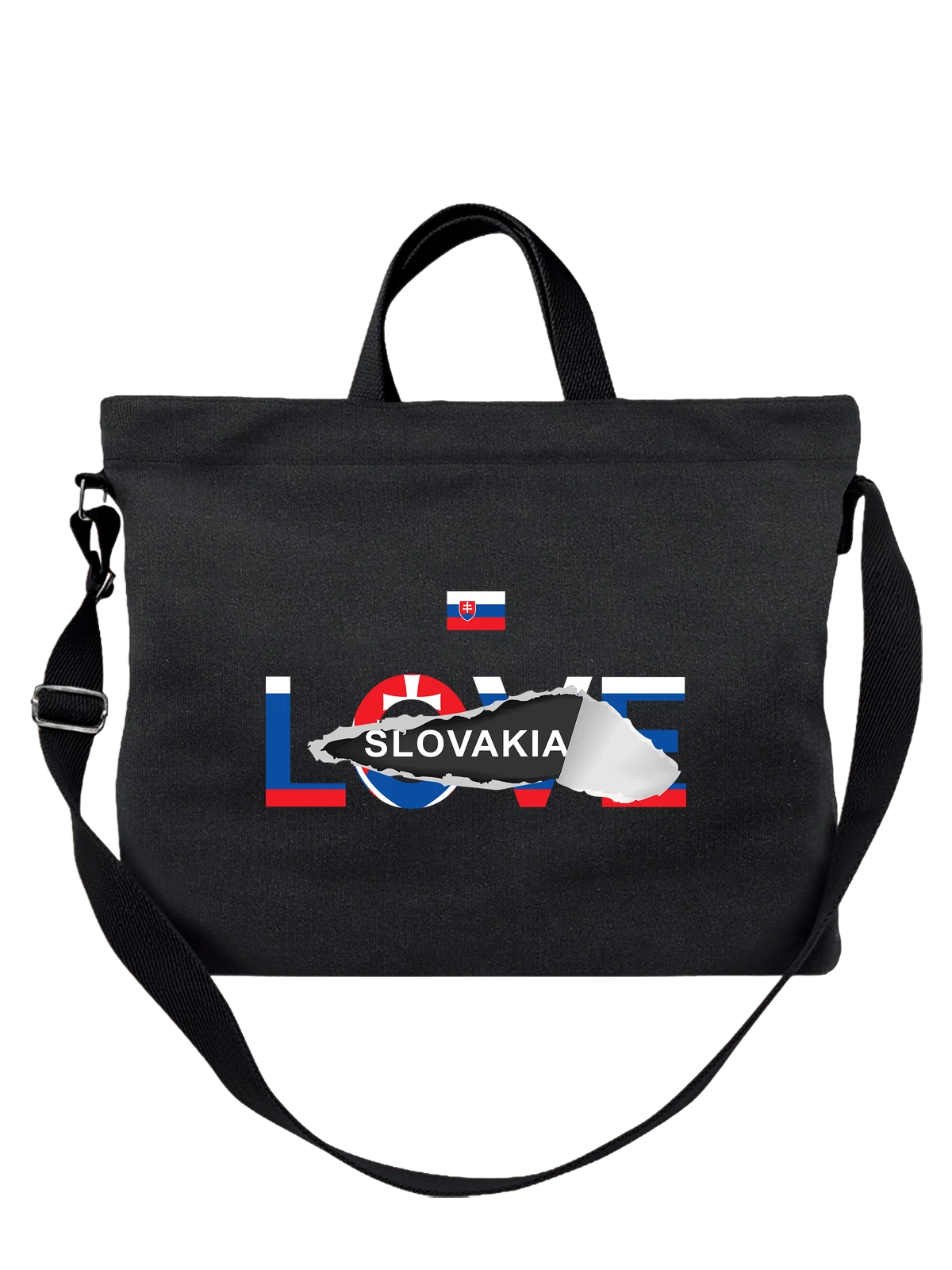 Сумка Флаг Словакии Slovakia чёрная с принтом — национальная символика — Чёрная, фото 1