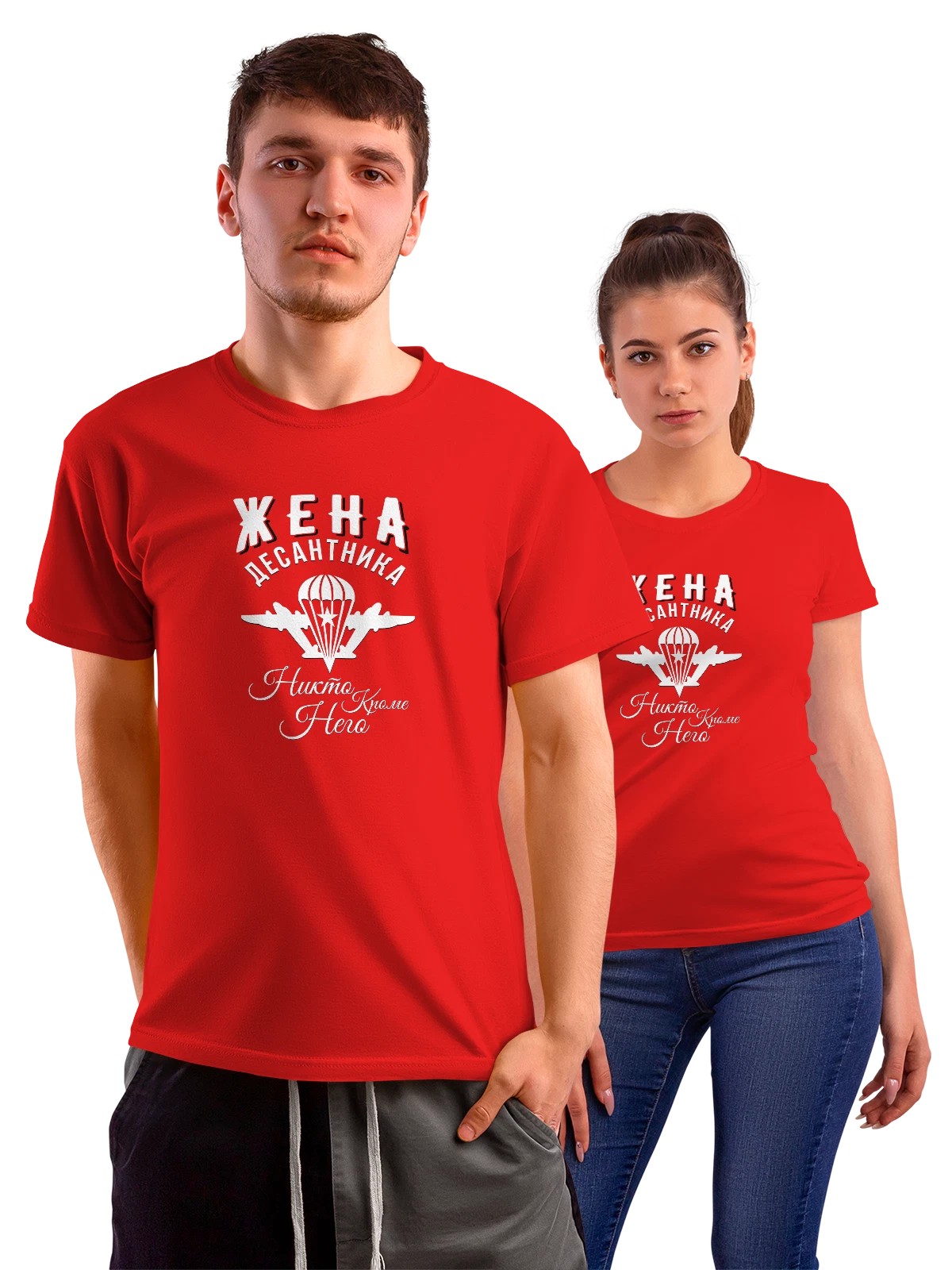Футболка Жена десантника красная с принтом — для мужа — Красная, фото 1