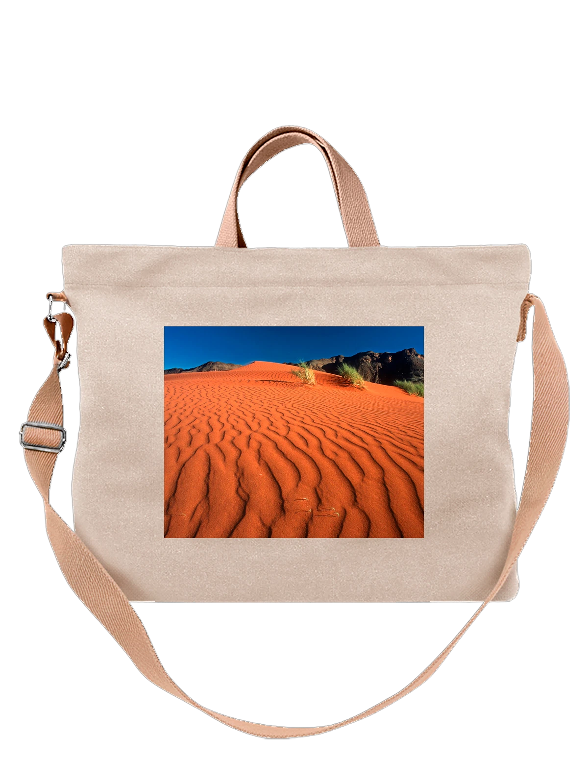 Сумка бежевая с принтом Страна декоративная Crawling the Dune Namib — путешествия по городам — Бежевая, фото 1