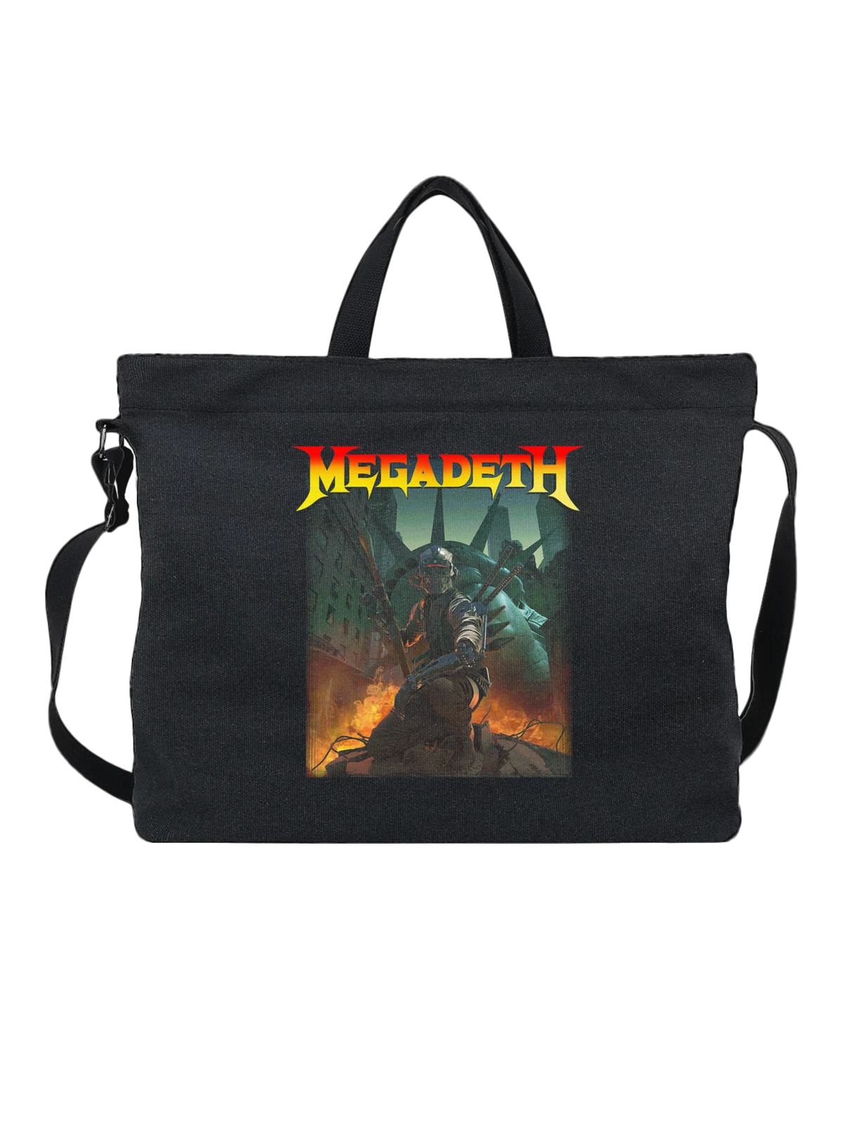 Сумка чёрная с принтом Megadeth воин с мечом концертный — сценический принт — Чёрная, фото 1