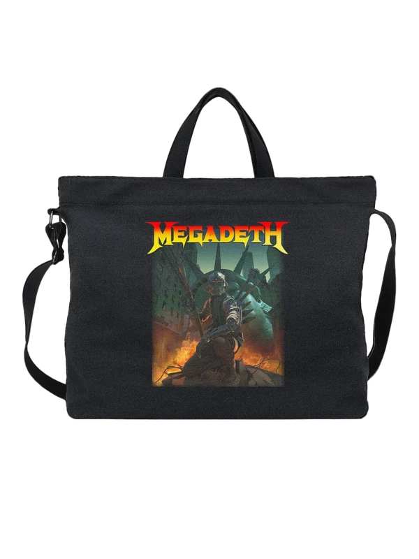 Сумка чёрная с принтом Megadeth воин с мечом концертный — Чёрная, фото 1